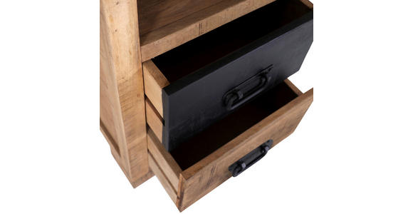 NACHTSCHRANK 43/65/38,5 cm Mangoholz massiv - Schwarz/Naturfarben, LIFESTYLE, Holz (43/65/38,5cm) - Landscape