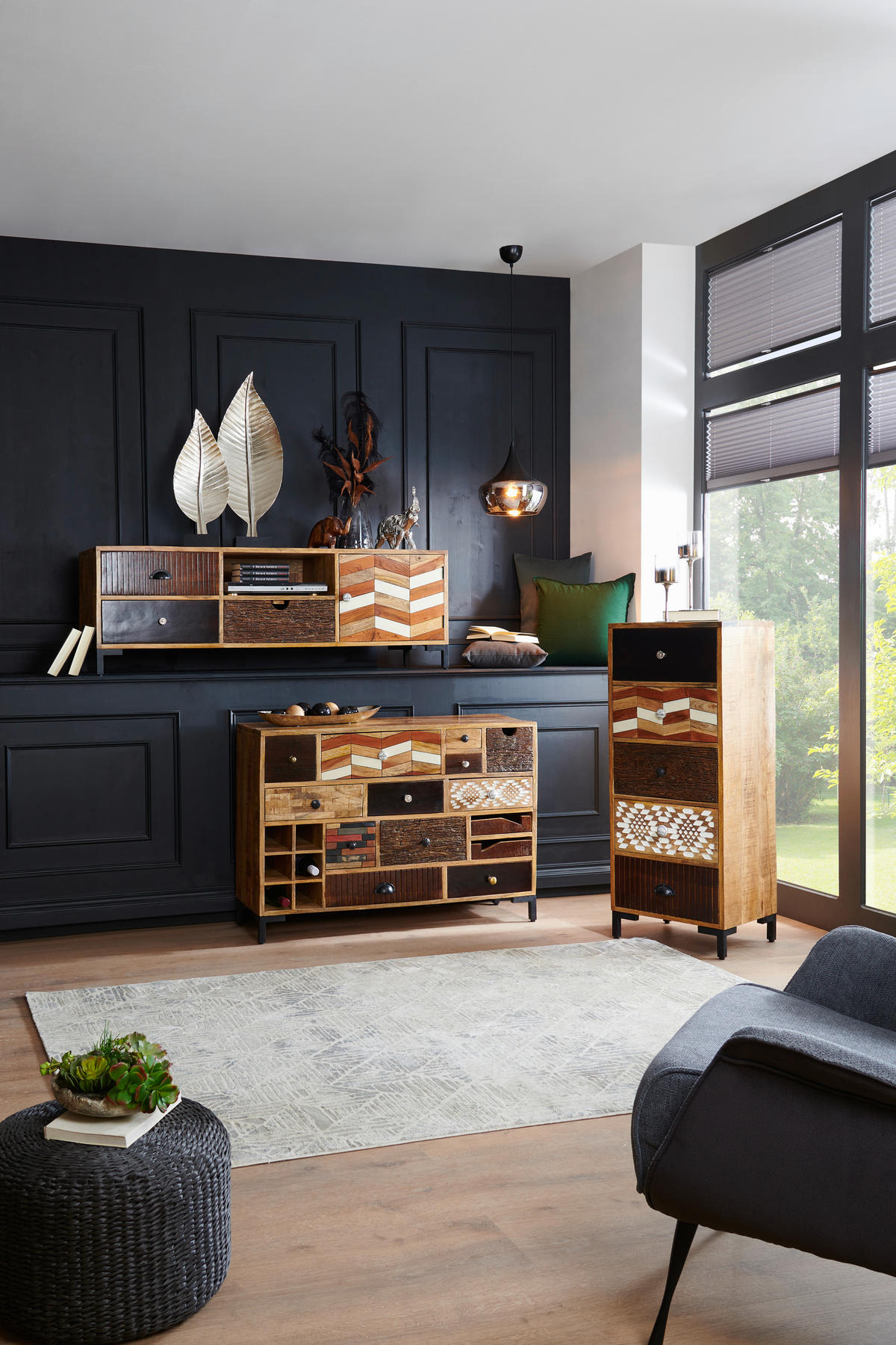 KOMMODE 115/80/35 cm  in Braun, Multicolor, Naturfarben, Akaziefarben  - Multicolor/Schwarz, Lifestyle, Keramik/Holz (115/80/35cm) - Landscape