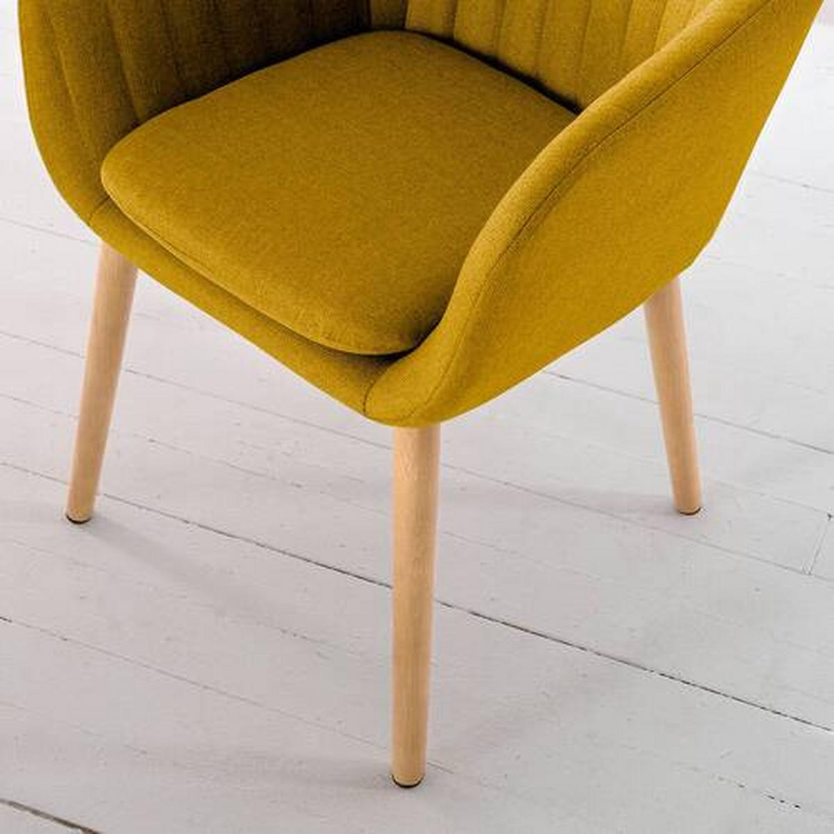 ARMLEHNSTUHL in Holz, Textil Eichefarben, Currygelb  - Currygelb/Eichefarben, MODERN, Holz/Textil (57/83/61cm) - home24