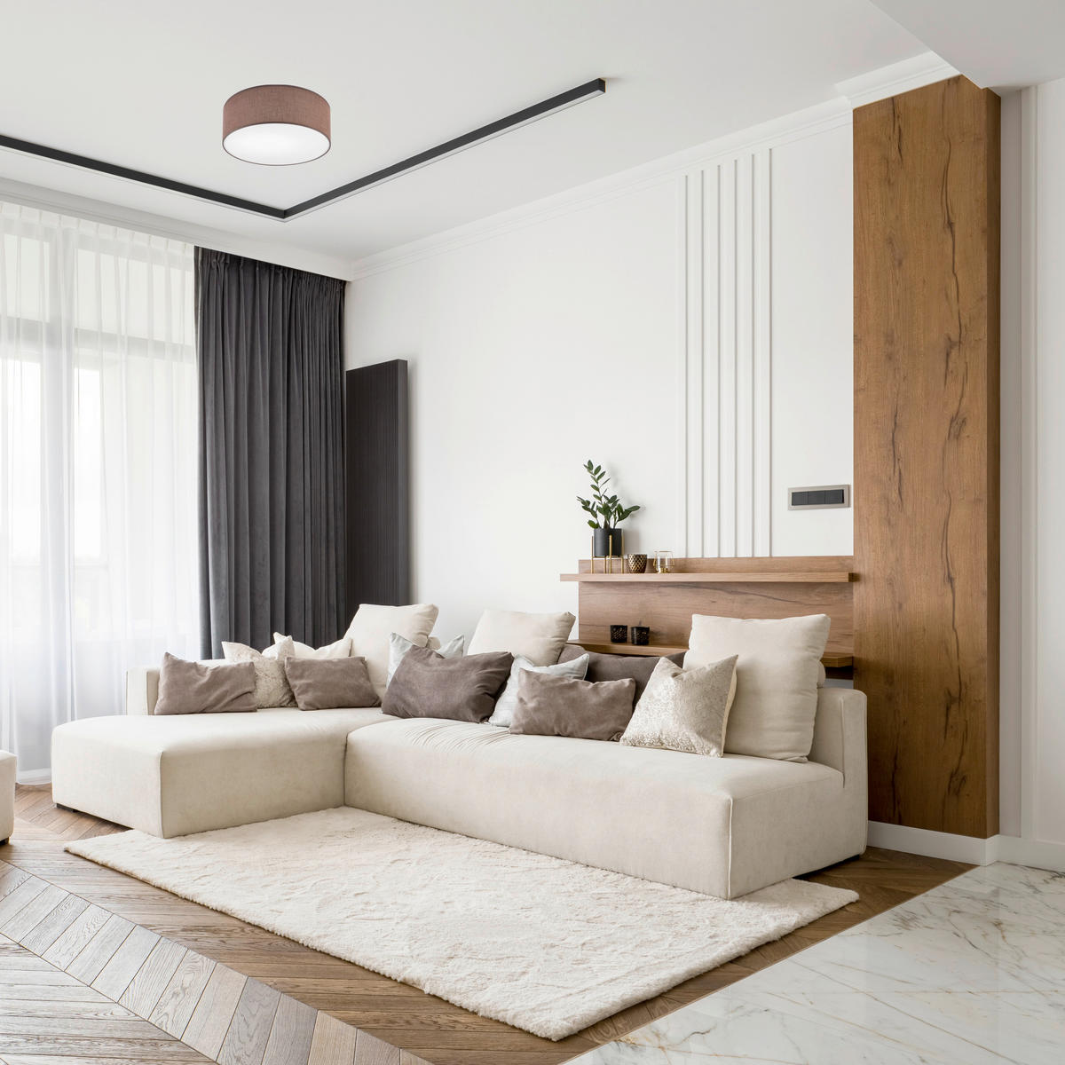 DECKENLEUCHTE  13/35 cm    - Cappuccino, Design, Textil (13/35cm)