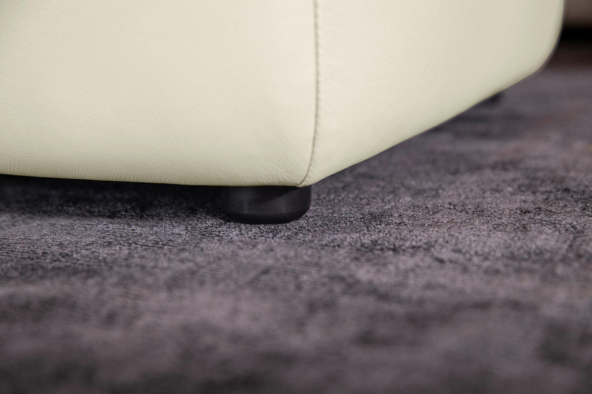HOCKER in Leder Weiss  - Weiss/Schwarz, Modern, Leder/Kunststoff (120/39/60cm) - W.Schillig