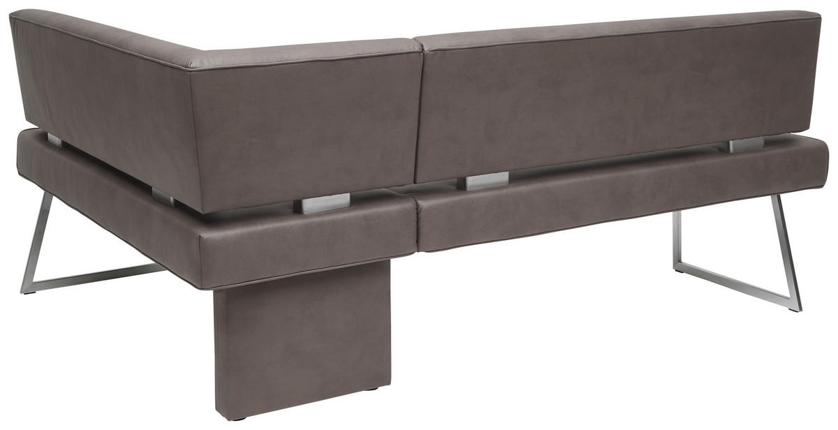 ECKBANK in Metall, Textil Braun, Edelstahlfarben  - Edelstahlfarben/Braun, Design, Textil/Metall (160/185cm) - Dieter Knoll