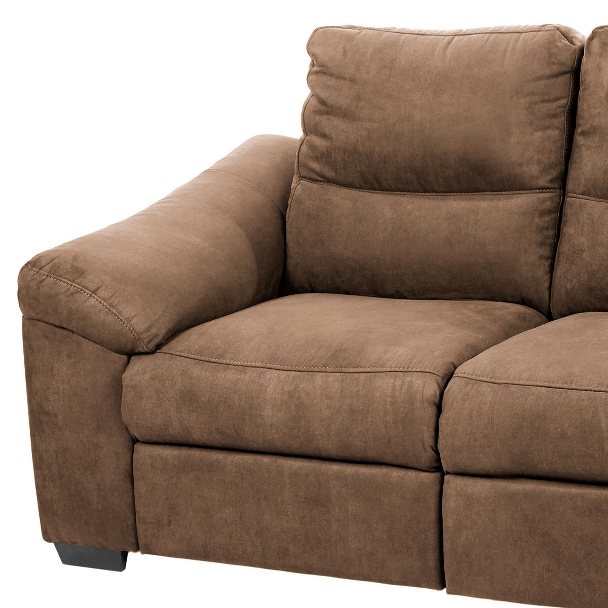 2-SITZER-SOFA Flachgewebe Braun  - Schwarz/Braun, Design, Holz/Textil (174/97/97cm) - Livetastic