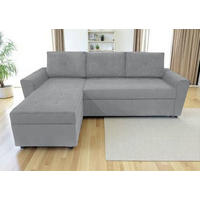 ECKSOFA Hellgrau Cord  - Hellgrau/Schwarz, Design, Kunststoff/Textil (155/231cm) - MID.YOU