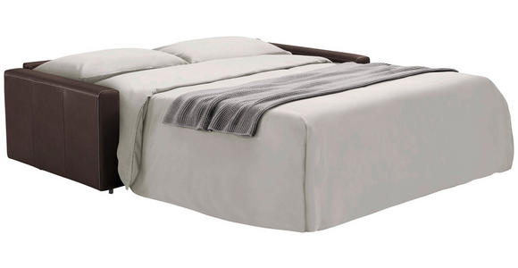 SCHLAFSOFA Bard in Echtleder Dunkelbraun  - Dunkelbraun/Schwarz, KONVENTIONELL, Leder/Kunststoff (206/81/96cm) - Novel
