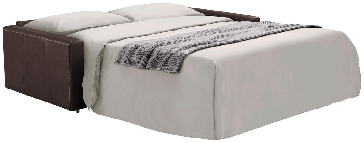 SCHLAFSOFA Dunkelbraun  - Dunkelbraun/Schwarz, Konventionell, Leder/Kunststoff (206/81/96cm) - Novel