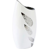 VASE 29 cm  - Weiss/Silberfarben, Trend, Keramik (14/29/9cm) - Ambia Home