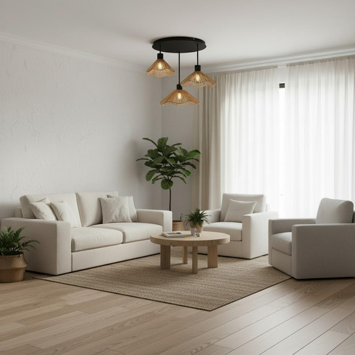 HÄNGELEUCHTE 53,5/42 cm   - Schwarz/Naturfarben, Design, Papier/Metall (53,5/42cm) - Collet's Monde