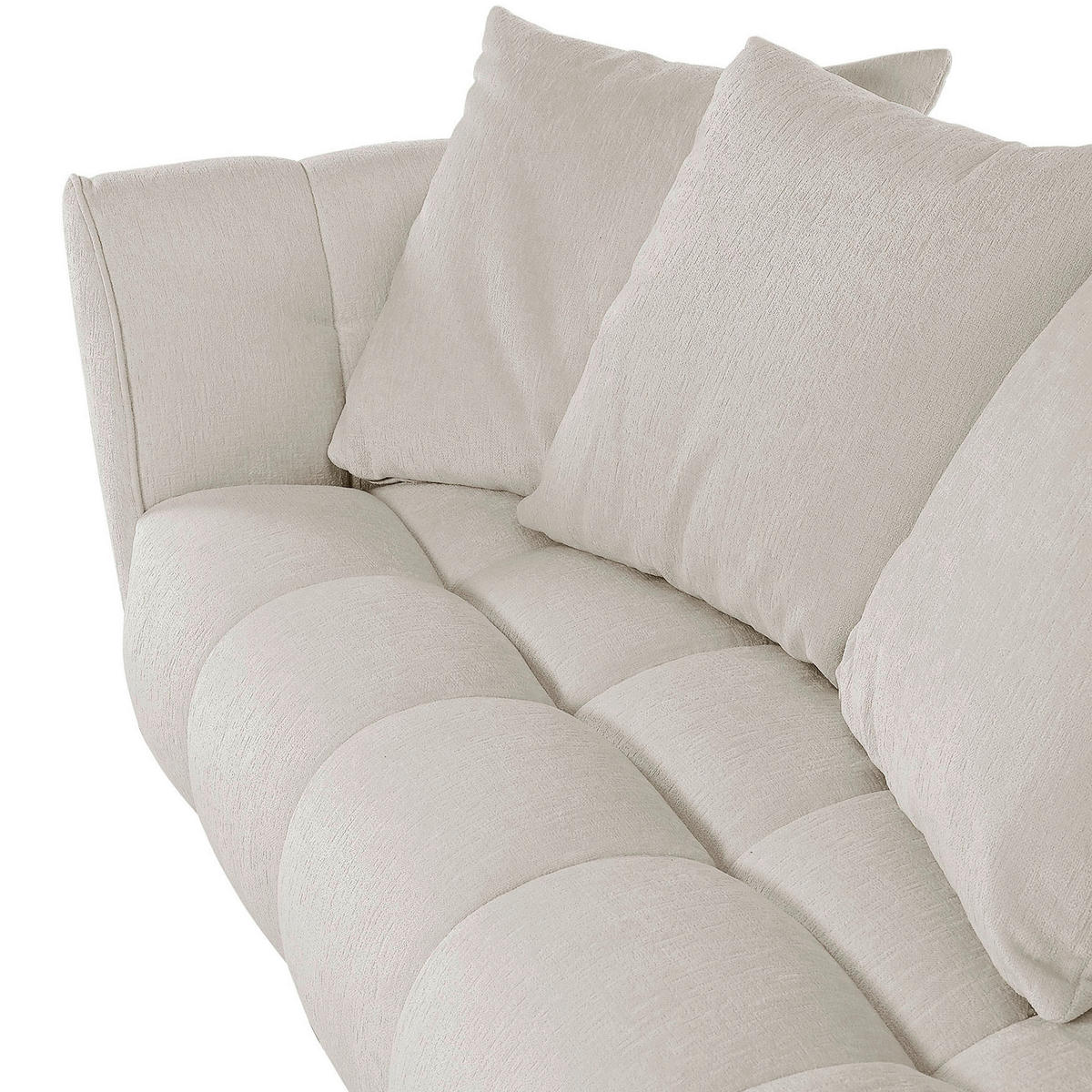 3-SITZER-SOFA Chenille Creme  - Buchefarben/Creme, KONVENTIONELL, Holz/Textil (212/72/95cm) - Milino