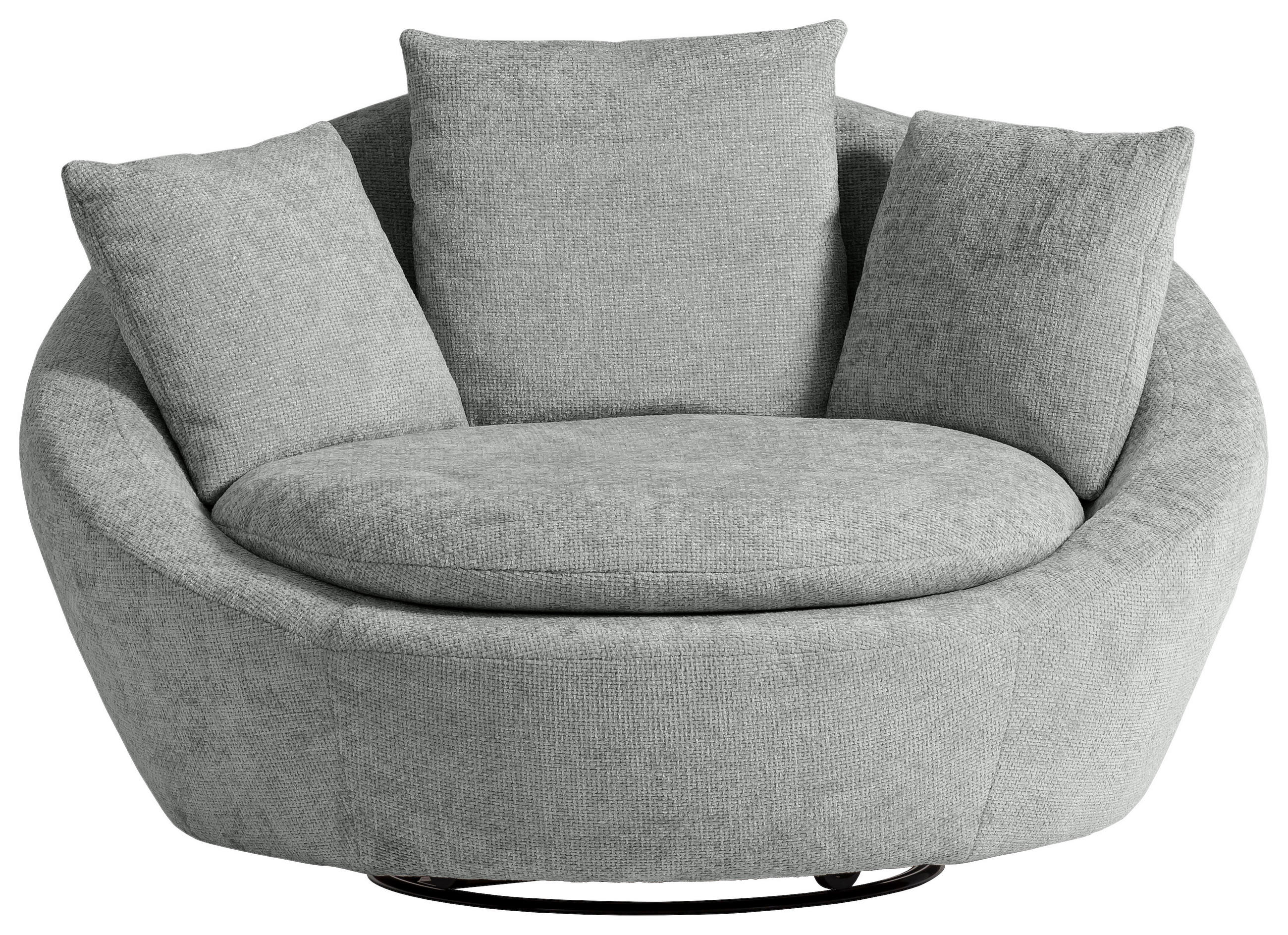 SESSEL Chenille, Webstoff Grau    - Silberfarben/Schwarz, MODERN, Kunststoff/Textil (130/80/112cm) - MID.YOU