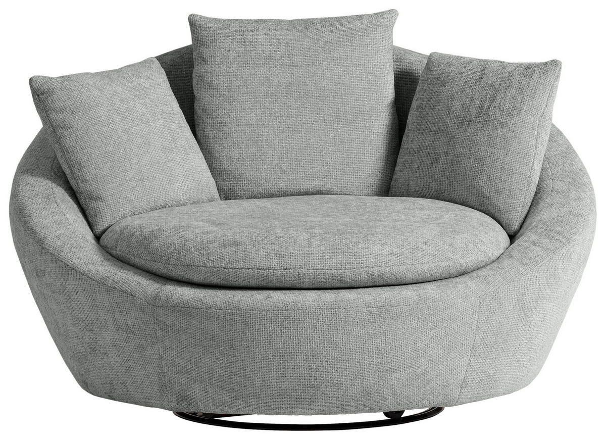 SESSEL Chenille, Webstoff Grau    - Silberfarben/Schwarz, MODERN, Kunststoff/Textil (130/80/112cm) - Trendmanufaktur