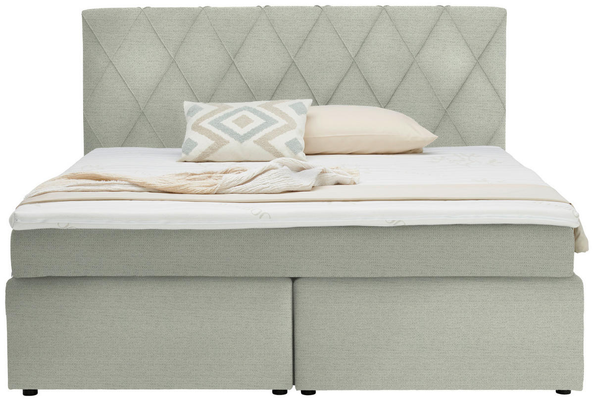BOXSPRINGBETT 180/200 cm  in Weiss  - Weiss/Schwarz, Design, Kunststoff/Textil (180/200cm) - Xora