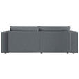ECKSOFA Grau Cord Zierkissen, Rückenkissen, Schlaffunktion, Rücken echt  - Schwarz/Grau, MODERN, Kunststoff/Textil (153/250cm) - Xora