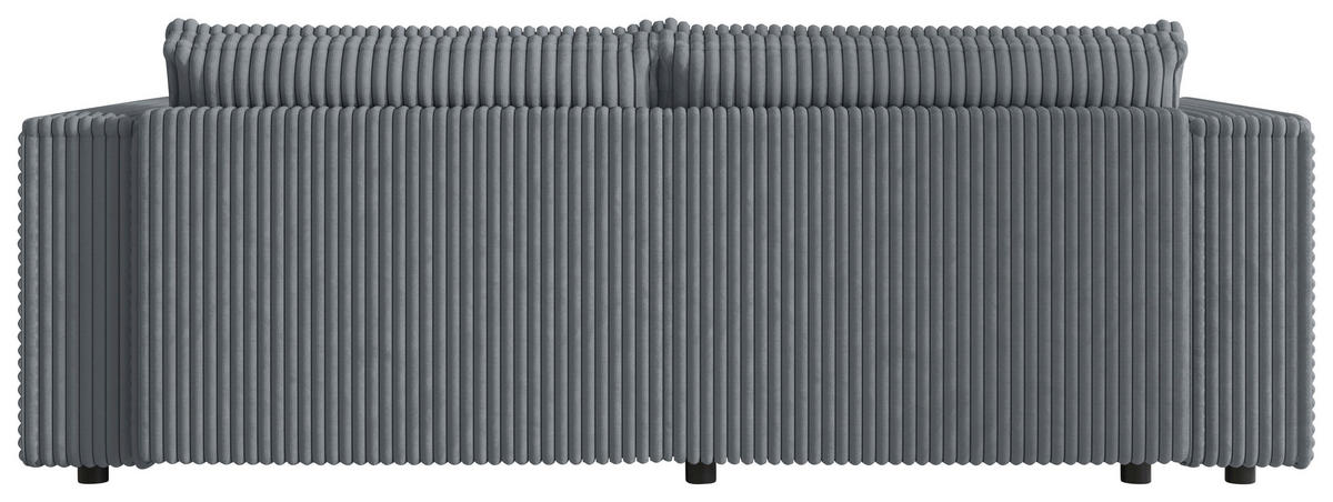 ECKSOFA Grau Cord Zierkissen, Rückenkissen, Schlaffunktion, Rücken echt  - Schwarz/Grau, MODERN, Kunststoff/Textil (153/250cm) - Xora