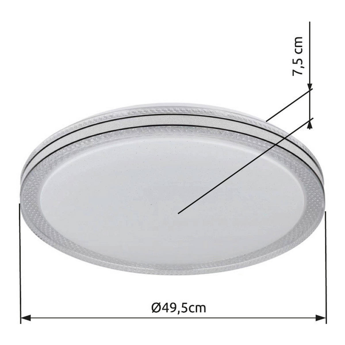 LED-TAKLAMPA VELENO 49/7 cm  - klar/vit, Klassisk, metall/plast (49/7cm) - Globo