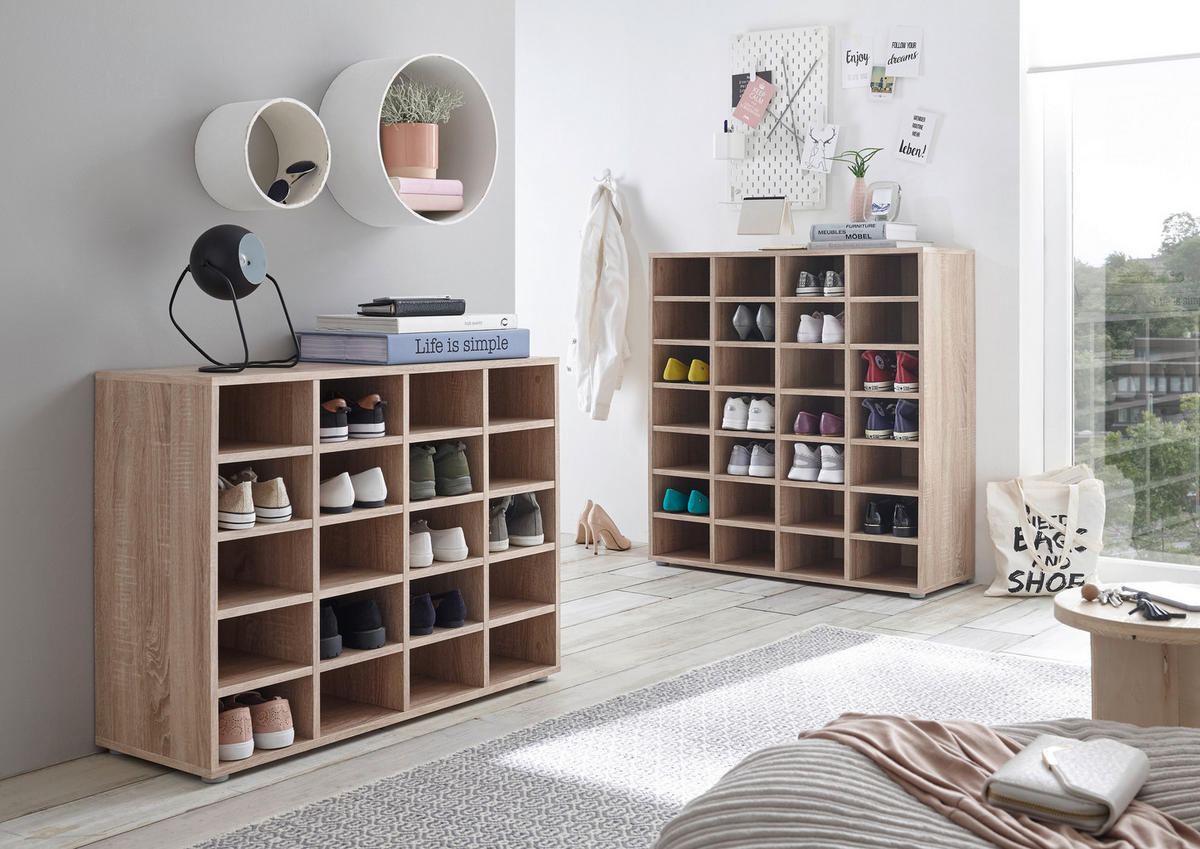 HYLLA i 92/96/33 cm Sonoma ek  - Sonoma ek/silver, Basics, trämaterial/plast (92/96/33cm) - Best Price
