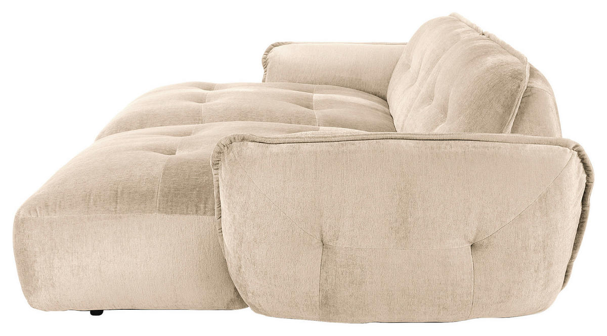 BIGSOFA in Chenille Creme  - Creme/Schwarz, Modern, Kunststoff/Textil (285/87/184cm) - Trendmanufaktur