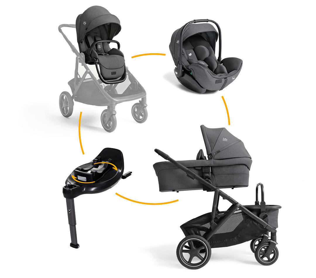 KINDERWAGENSET  Versiti 4in1  Ebony  - Blaugrau/Schwarz, Basics, Textil/Metall (64/109/114cm) - Joie