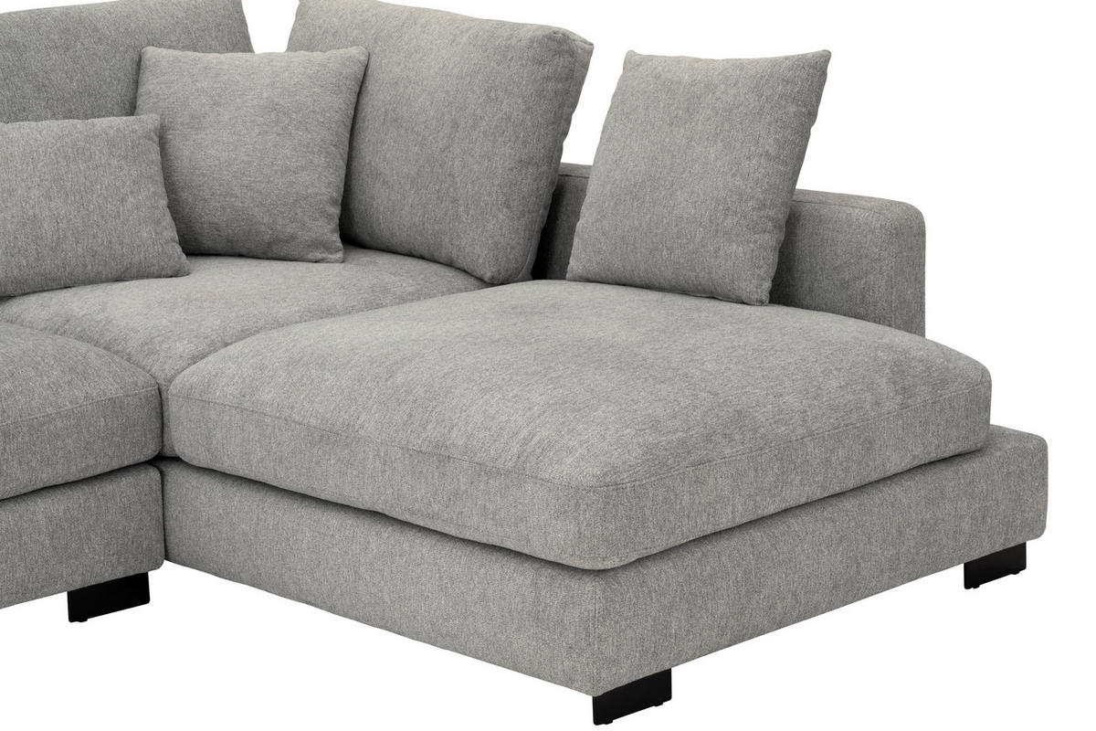 ECKSOFA Grau Webstoff  - Schwarz/Grau, Design, Textil/Metall (323/212cm) - Livetastic