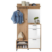 SISTEM ZA PREDSOBLJE  boja hrasta, bela  - boja hrasta/bela, Dizajnerski, pločasti materijal (100/200/38,5cm) - Xora