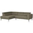 ECKSOFA in Struktur Hellbraun 205/280 cm - Hellbraun/Schwarz, Design, Textil/Metall (205/280cm) - Xora