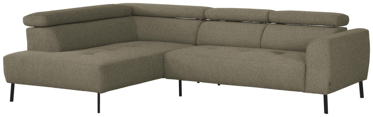 ECKSOFA in Struktur Hellbraun  205/280 cm  - Hellbraun/Schwarz, Design, Textil/Metall (205/280cm) - Xora