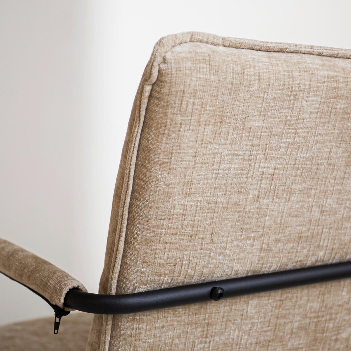 SESSEL in Chenille Beige  - Beige/Schwarz, MODERN, Textil/Metall (65/80/68cm) - MID.YOU