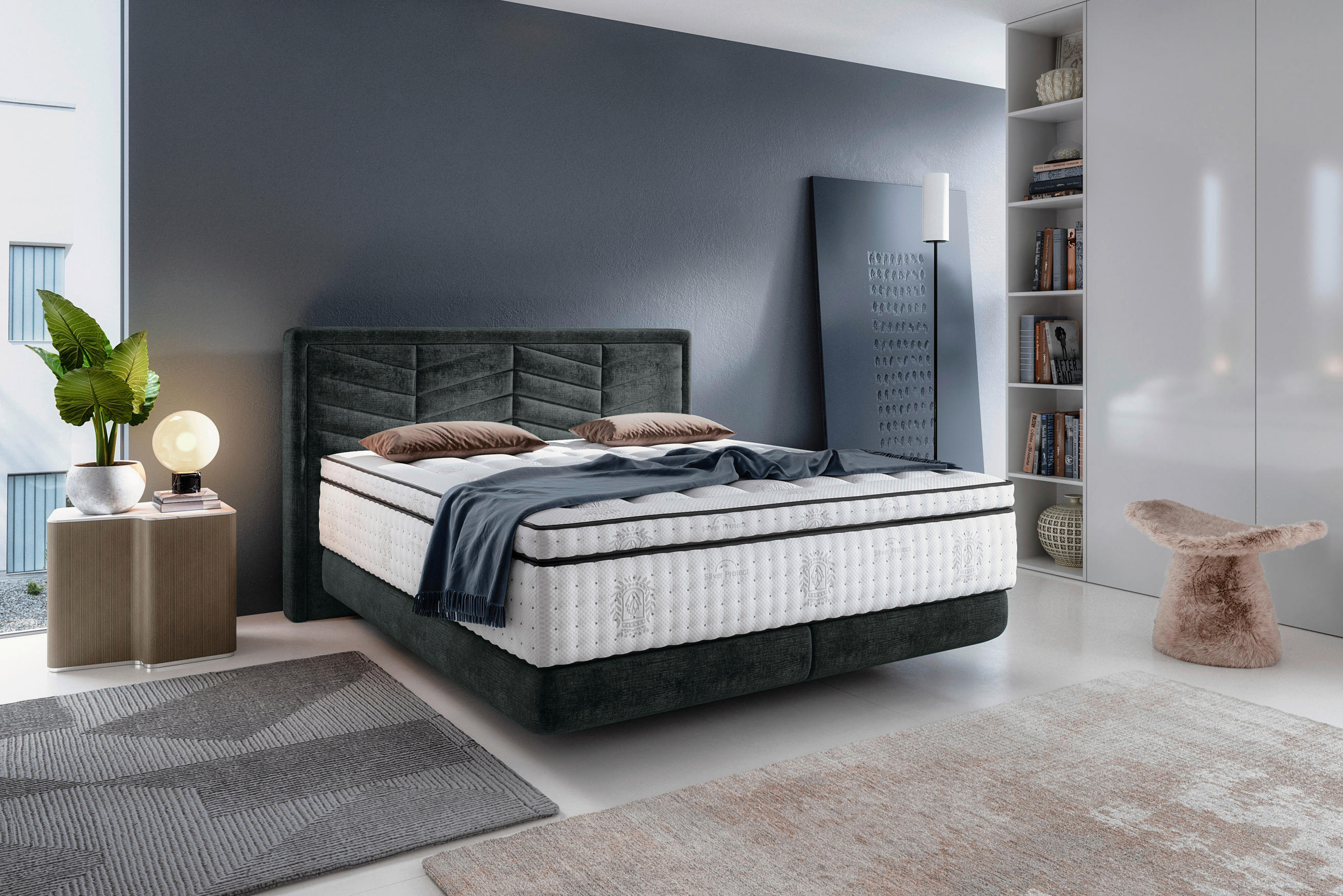 BOXSPRINGBETT 180/200 cm  in Schwarz  - Schwarz, KONVENTIONELL, Kunststoff/Textil (180/200cm) - Carryhome
