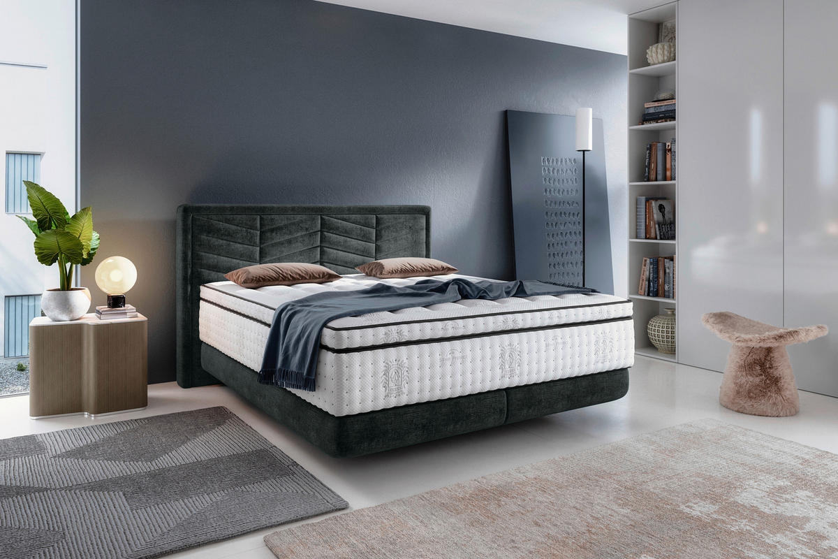 BOXSPRINGBETT 180/200 cm  in Schwarz  - Schwarz, Konventionell, Kunststoff/Textil (180/200cm) - Carryhome