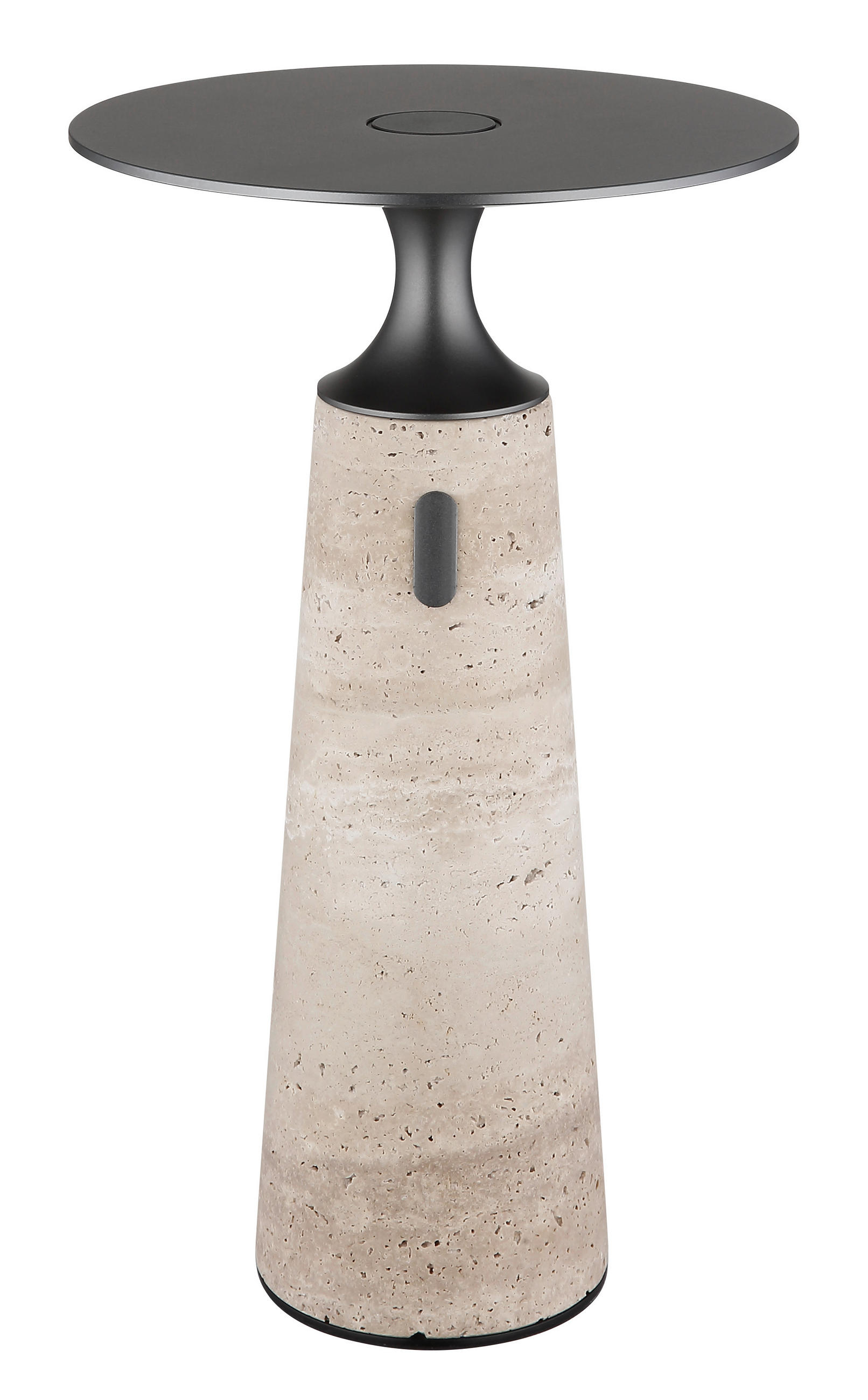 AKKU-TISCHLEUCHTE TRAVERTIN 20/33,6 cm  - Graphitfarben/Weiß, Design, Kunststoff/Stein (20/33,6cm)