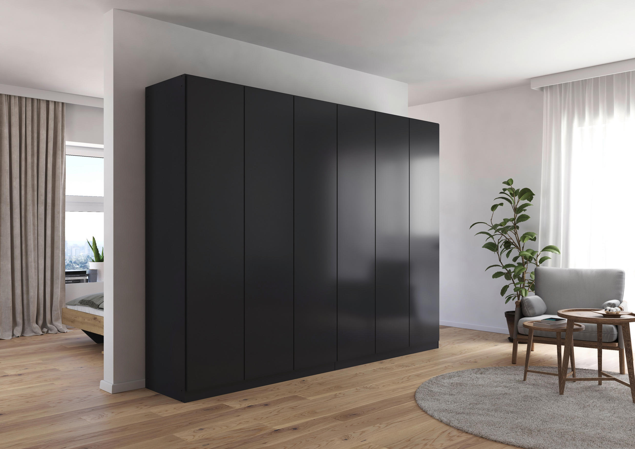 FALTTÜRENSCHRANK in Dunkelgrau  - Dunkelgrau, Holzwerkstoff (271/210/54cm) - Boxxx
