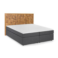 BOXSPRINGBETT 180/200 cm,  in Naturfarben, Dunkelgrau, Matratze, Topper, H3 + H3 = fest  - Dunkelgrau/Schwarz, Basics, Holz/Kunststoff (180/200cm) - Livetastic