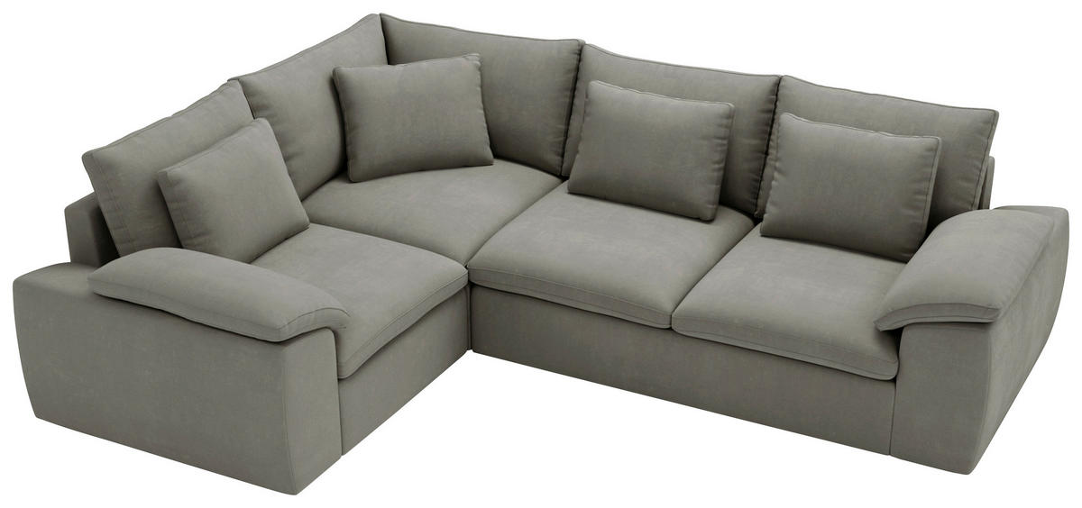ECKSOFA Chenille Grau  - Schwarz/Grau, Design, Kunststoff/Textil (216/289cm) - Livetastic