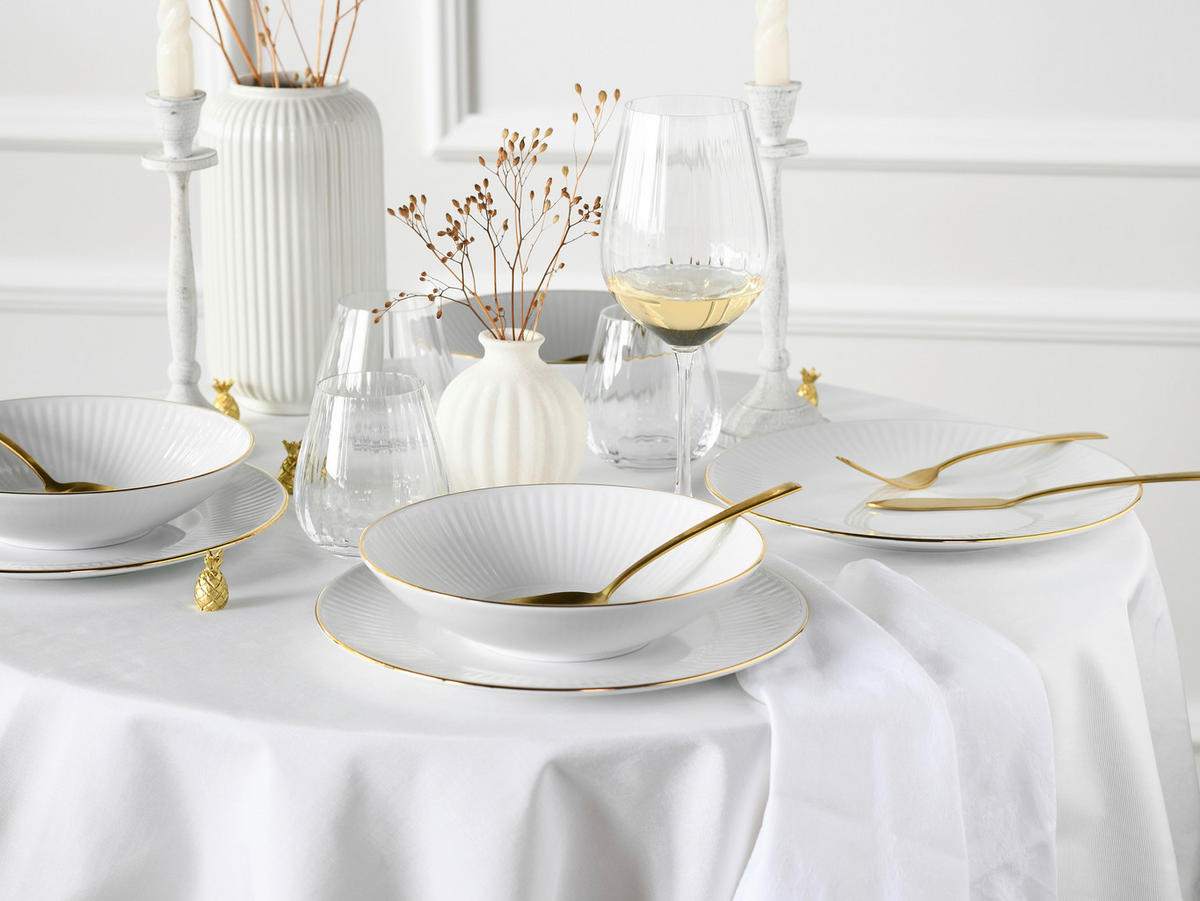 JÍDELNÍ SOUPRAVA, porcelán - bílá/barvy zlata, Design, keramika - Creatable