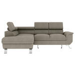 ECKSOFA Greige Struktur  - Greige/Silberfarben, KONVENTIONELL, Textil/Metall (207/268cm) - Carryhome