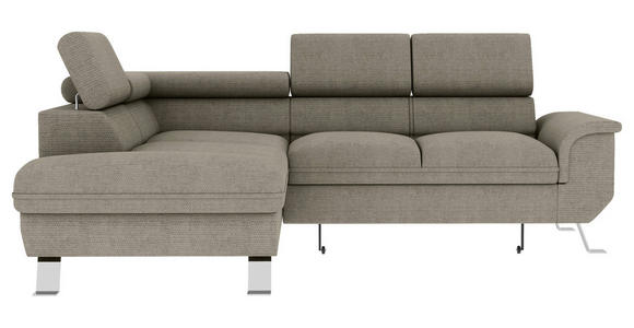 ECKSOFA Greige Struktur  - Greige/Silberfarben, KONVENTIONELL, Textil/Metall (207/268cm) - Carryhome