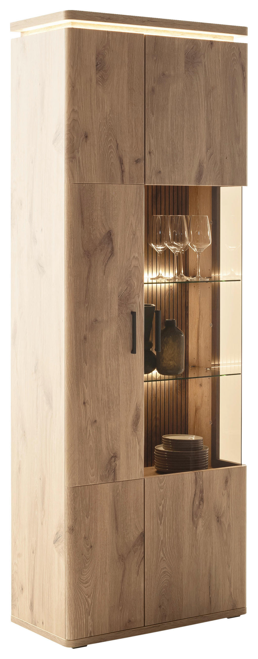 VITRINE  in Eichefarben  - Eichefarben/Anthrazit, KONVENTIONELL, Glas/Holzwerkstoff (75/208/38cm) - Cantus