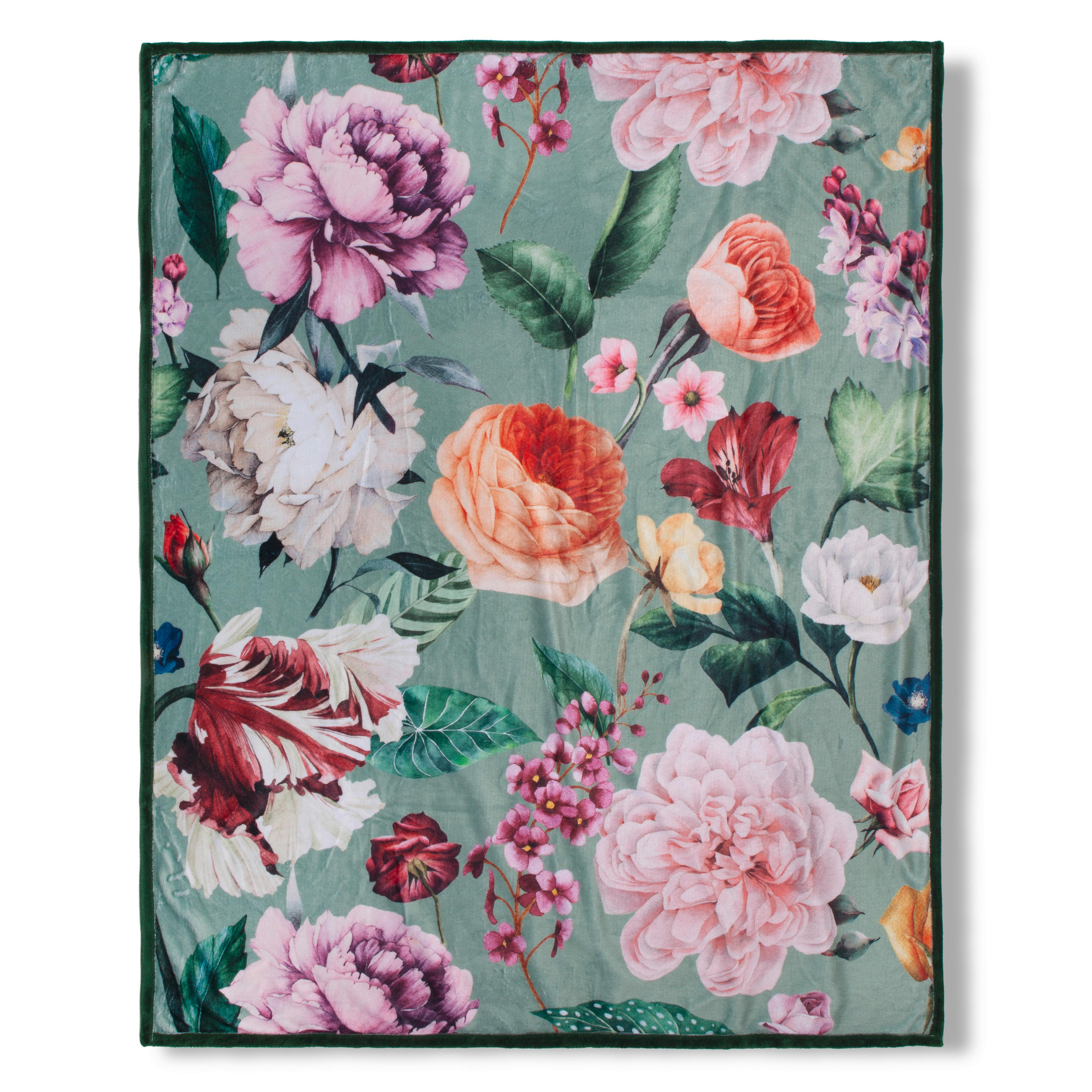 PLAID Fiori 130/160 cm  - Jadegrün/Mauve, Design, Textil (130/160cm)