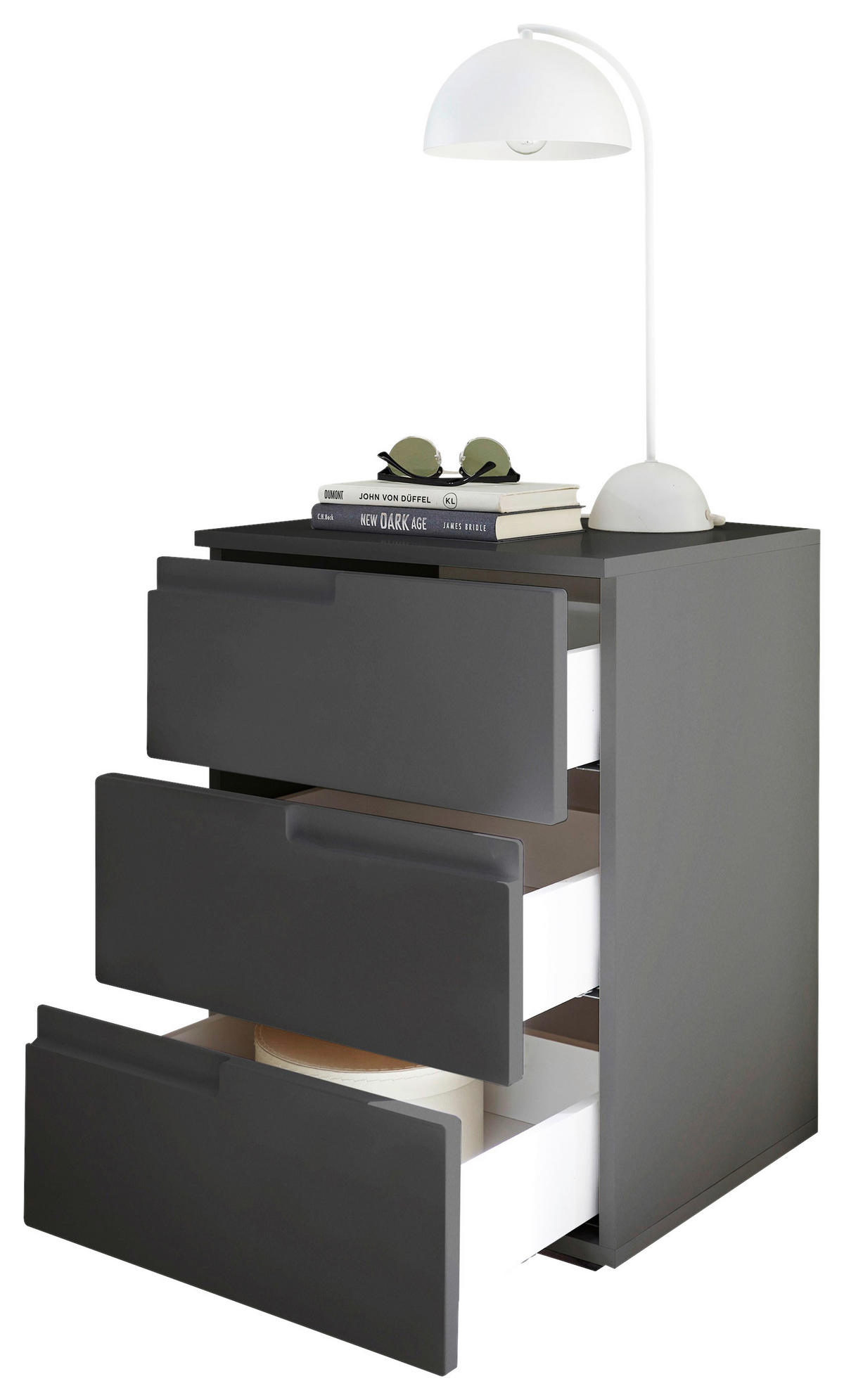 NACHTSCHRANK  - Graphitfarben/Schwarz, MODERN, Holzwerkstoff/Kunststoff (46,2/60,9/40cm)