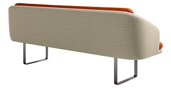 SITZBANK 255/89/68 cm Velours, Flachgewebe Kupferfarben, Beige Metall  - Beige/Schwarz, Design, Textil/Metall (255/89/68cm) - Dieter Knoll