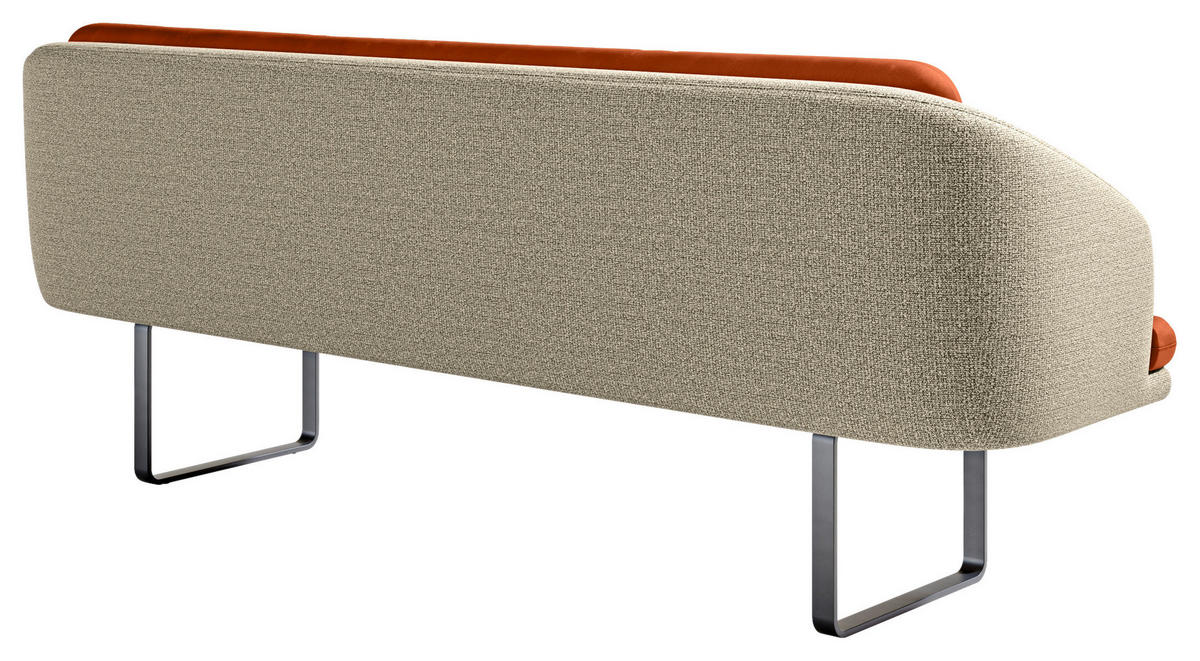 SITZBANK 255/89/68 cm Velours, Flachgewebe Kupferfarben, Beige Metall  - Beige/Schwarz, Design, Textil/Metall (255/89/68cm) - Dieter Knoll