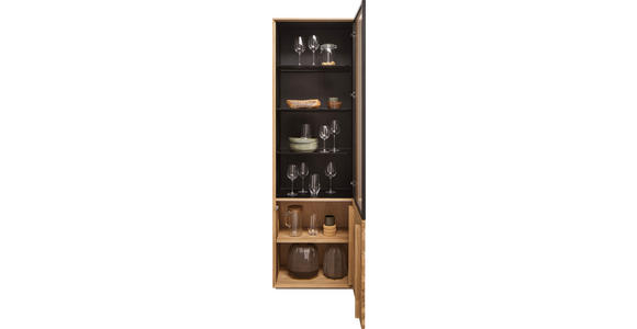 VITRINE  in furniert Wildeiche Schwarz, Eichefarben - Eichefarben/Schwarz, Natur, Glas/Holz (60/192/40cm) - Waldwelt