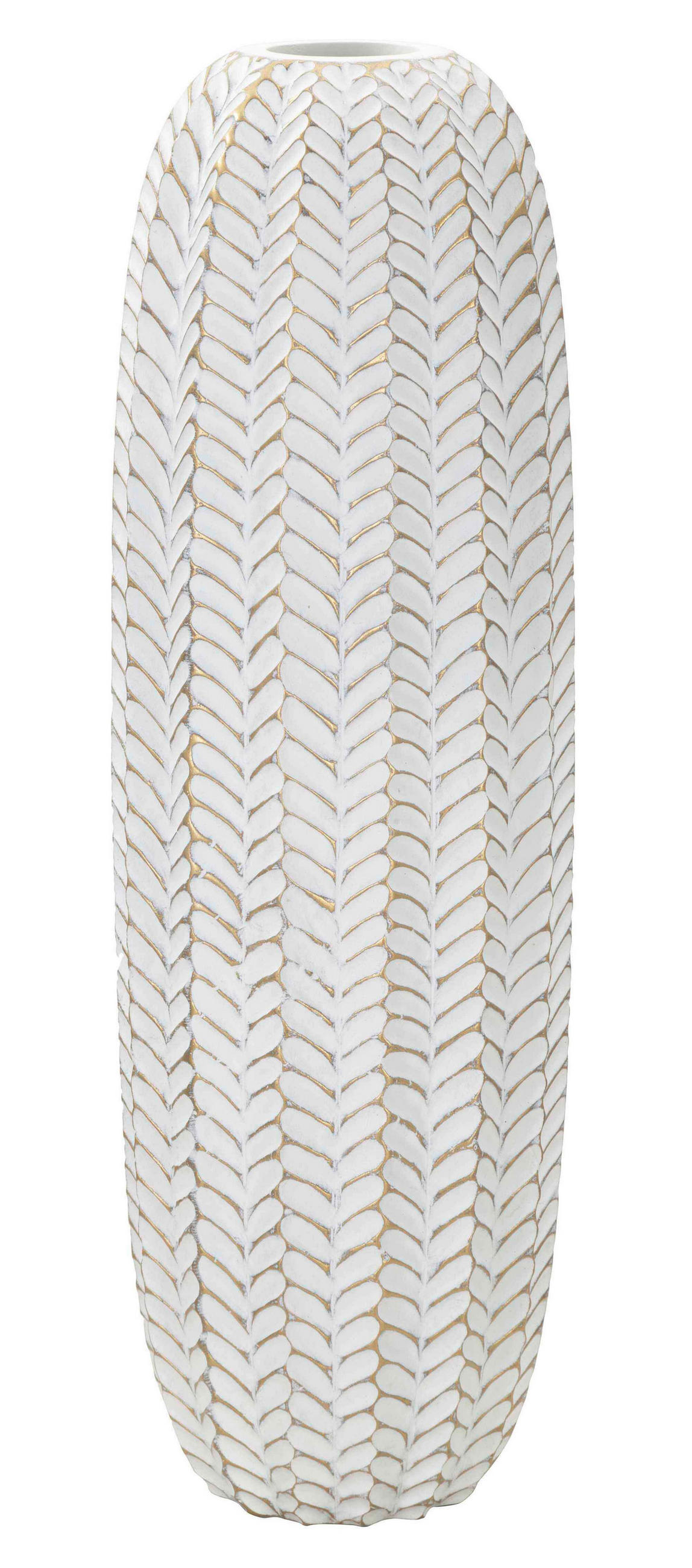 Vase Resina Leaf  - Goldfarben/Weiß, Basics, Kunststoff (20/67/20  cm)