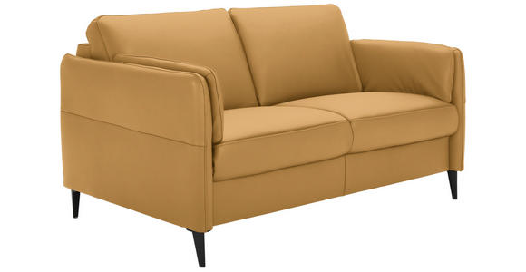 2,5-SITZER Latina in Echtleder Senfgelb   - Senfgelb/Schwarz, Design, Leder/Metall (164/84/99cm) - Dieter Knoll