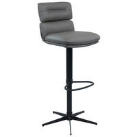 BARHOCKER Echtleder Schwarz, Dunkelgrau Eisen Lederauswahl, Stoffauswahl, Wippfunktion, Sitzfläche 360° drehbar  - Dunkelgrau/Schwarz, Design, Leder/Metall (42/99-117/50cm) - Dieter Knoll