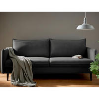 3-SITZER-SOFA Samt Schwarz  - Schwarz, Design, Holz/Textil (203/86/100cm) - P & B
