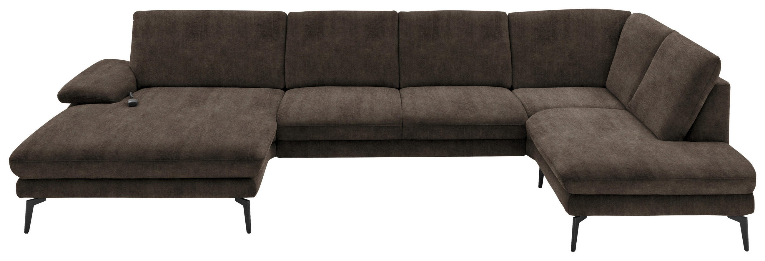 WOHNLANDSCHAFT in Velours Dunkelbraun  - Dunkelbraun/Schwarz, Design, Textil/Metall (180/344/208cm) - Dieter Knoll
