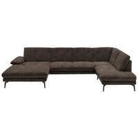WOHNLANDSCHAFT in Velours Dunkelbraun  - Dunkelbraun/Schwarz, Design, Textil/Metall (180/344/208cm) - Dieter Knoll