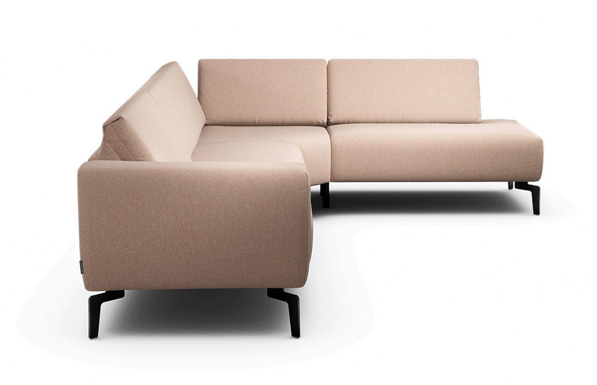 ECKSOFA Cosy Rosa Chenille  - Schwarz/Rosa, Design, Textil/Metall (296/213cm) - SENSOO