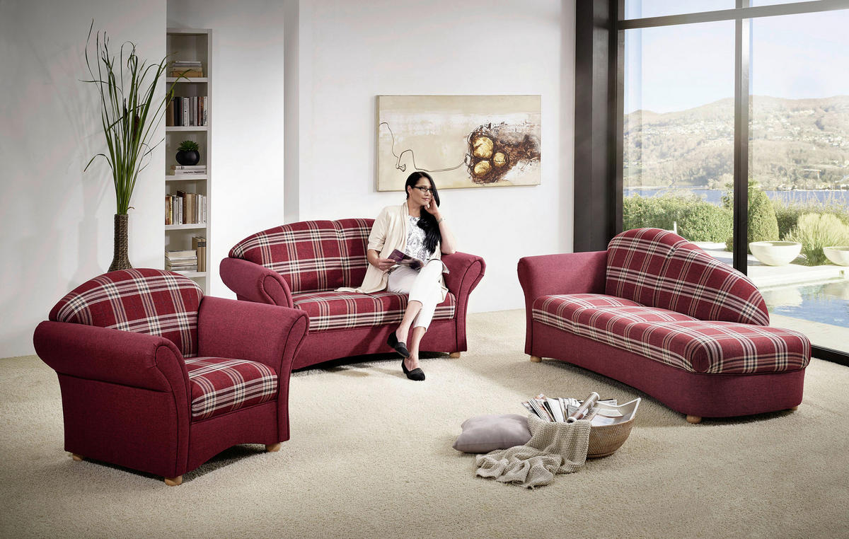 SESSEL in Flachgewebe Rot  - Buchefarben/Rot, Design, Holz/Textil (96/85/81cm) - Max Winzer